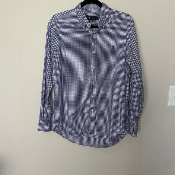 Ralph Lauren Purple Plaid Button Up Mens Med 100% Cotton Professional Work EUC - Picture 1 of 14